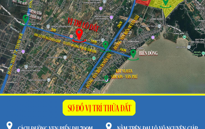  BÁN LÔ ĐẤT VỊ TRÍ ĐẸP – TRỤC ĐẠI LỘ VÕ NGUYÊN GIÁP – GẦN BIỂN SẦM SƠN 